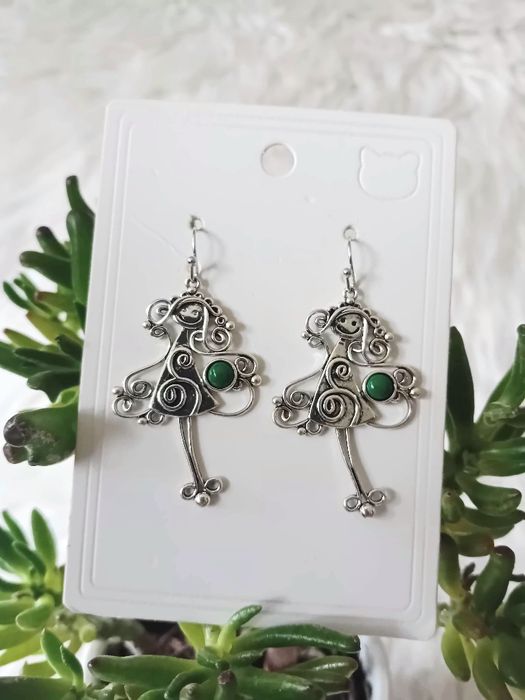 Nowe artystyczne posrebrzane kolczyki dziewczynka