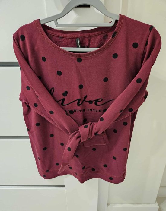 Bluzka bluza sweter stradivarius r. L bordowy w kropki