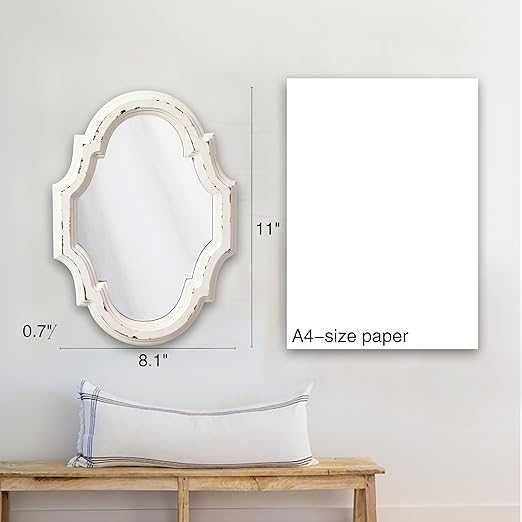 Sintosin Rustykalne lustro ścienne z ramą drewnianą loft 28x20cm Białe