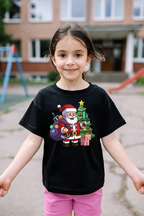 Koszulka dziecięca czarna creeper w minecraft prezent święta 104