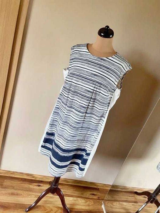 Quiosque sukienka midi trapez paski xxl 44 46 marynarska +size