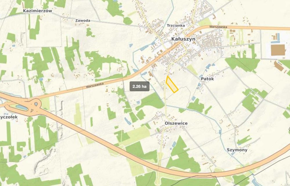 Działka budowlana 2,26 ha - 64 km od Warszawy (Kałuszyn)
