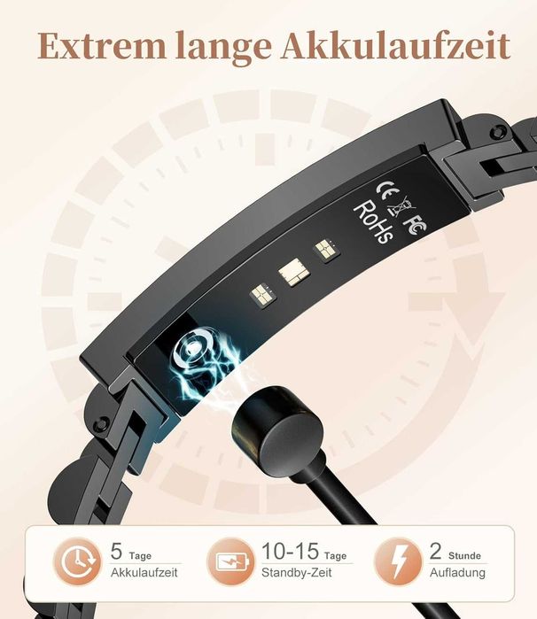 Bransoletka fitness tracke wodoszczelność czarna Smartband Walentynki