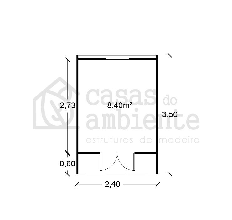 Bungalow - Abrigo de Madeira (2,4mx3,5m) - 100% Pinho Nórdico Maciço
