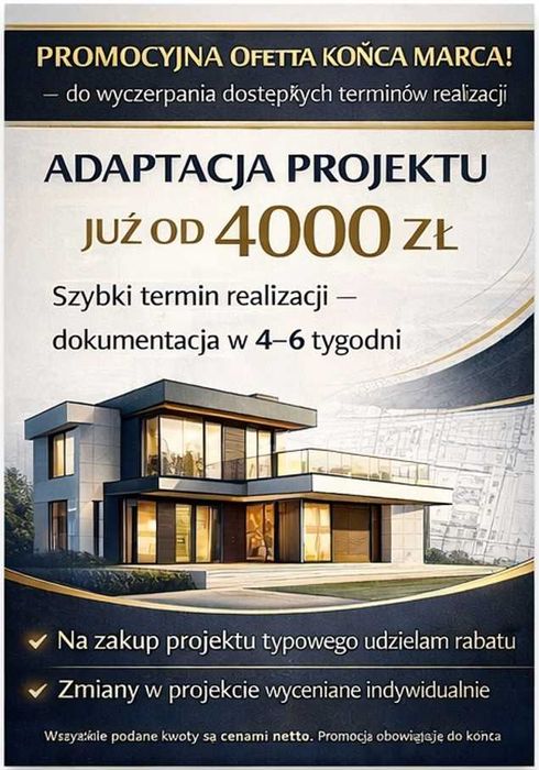 Adaptacja projekt budowlanego od 4000 zł – promocja do końca marca!