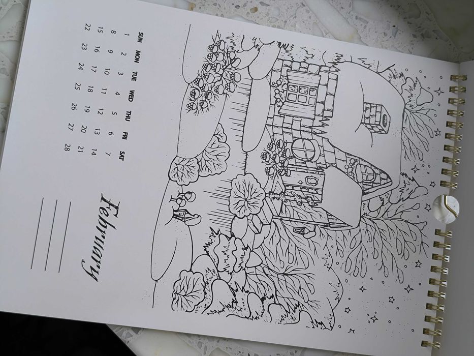 Kalendarz ścienny 2026-kolorowanka markerami,DIY typ Art Therapy (nowa