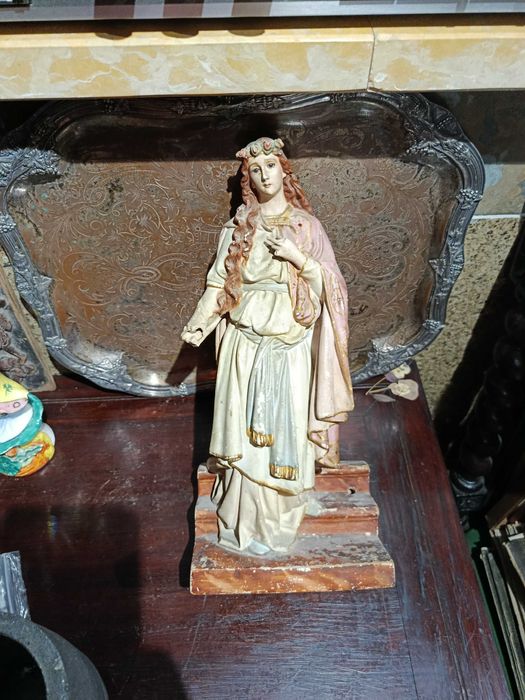 Rainha Santa Isabel Estaturia Coimbra 34 cm Anos 40 olhos vidro