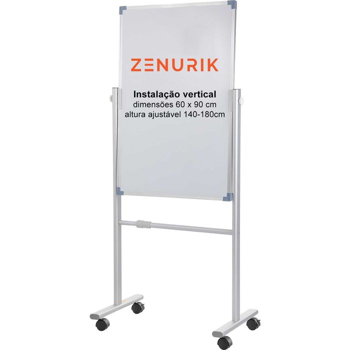 Quadro magnético branco dupla face 90 x 60 cm (horizontal e vertical)