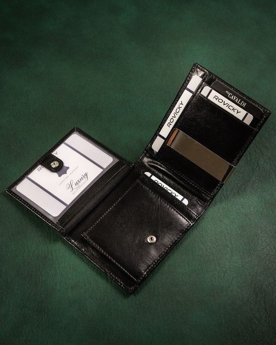 skórzana banknotówka męska z systemem rfid protect - cavaldi