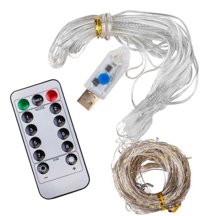 Світлодіодна Водонепроникна Гірлянда-штора 3*2м USB 200 LED Пульт ДК