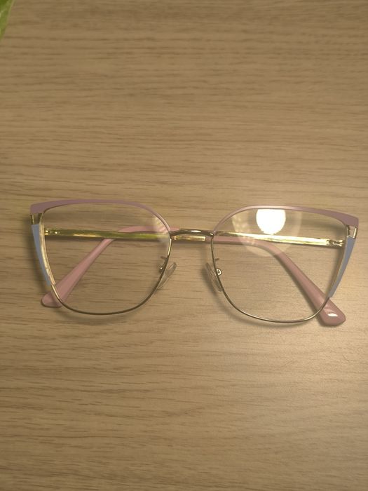 Pastelowe okulary • cat eye • różowo-złote