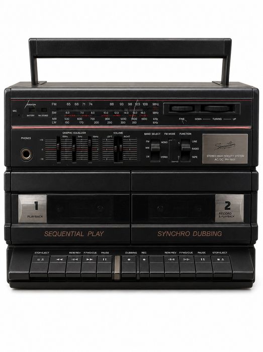 Fisher PH-W801 – radio magnetofon stereo 2x kaseta | Vintage | Sprawny