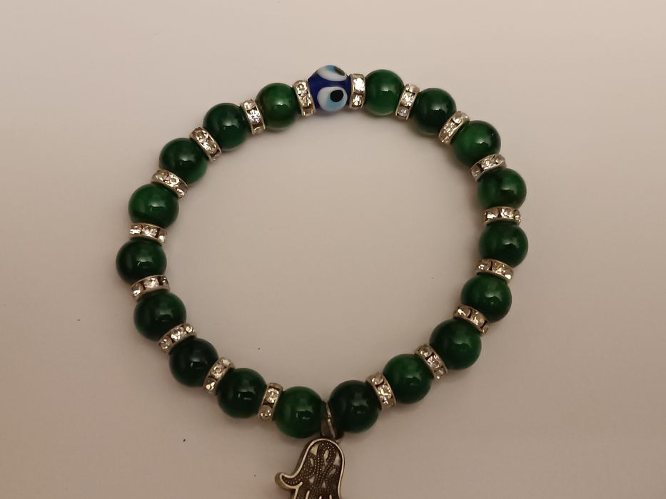 Piękna bransoletka szkło plastik metal z cyrkoniami 16cm