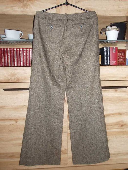 SOLAR nowe spodnie melanż 60% wełna r. S