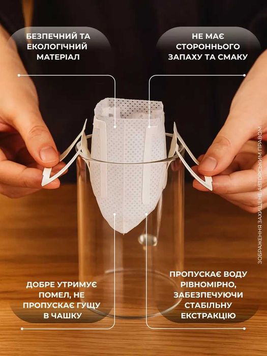 Дріп пакети 100шт для кави або чаю фільтри для кави одноразові пусті