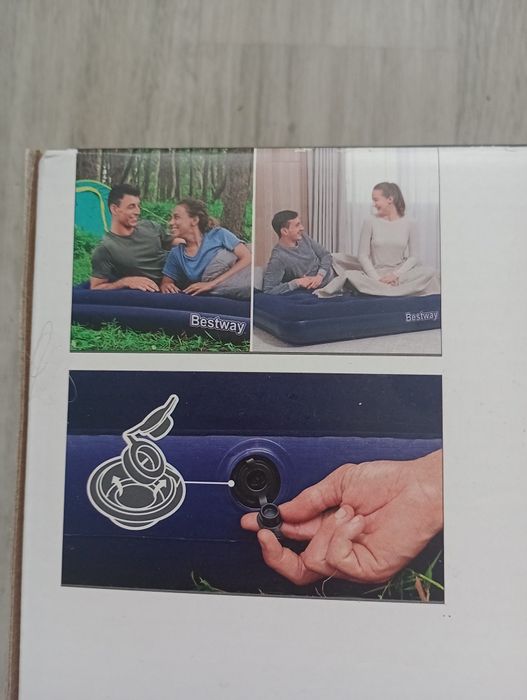 Materac dmuchany 2 osobowy flokowany nowy