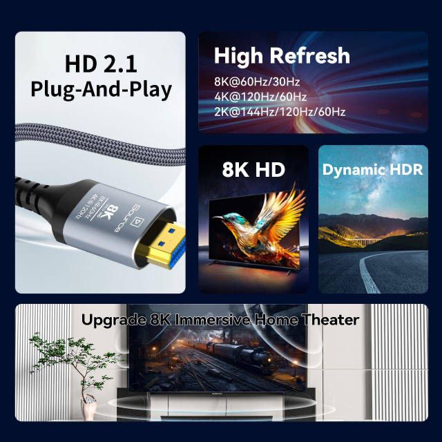 Оптоволоконний HDMI кабель довжина 5 метрів  8K60Hz 4K120Hz