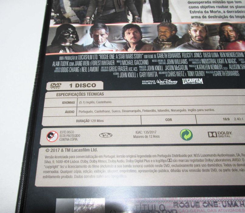 Rogue One "Uma Historia De Star Wars" Filme DVD
