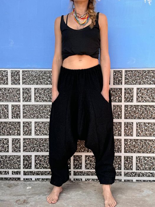 Szarawary czarne wełniane