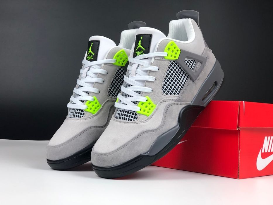 SALE! Nike Air Jordan Retro 4 Grey/Green 40 41 42 43 44 45
