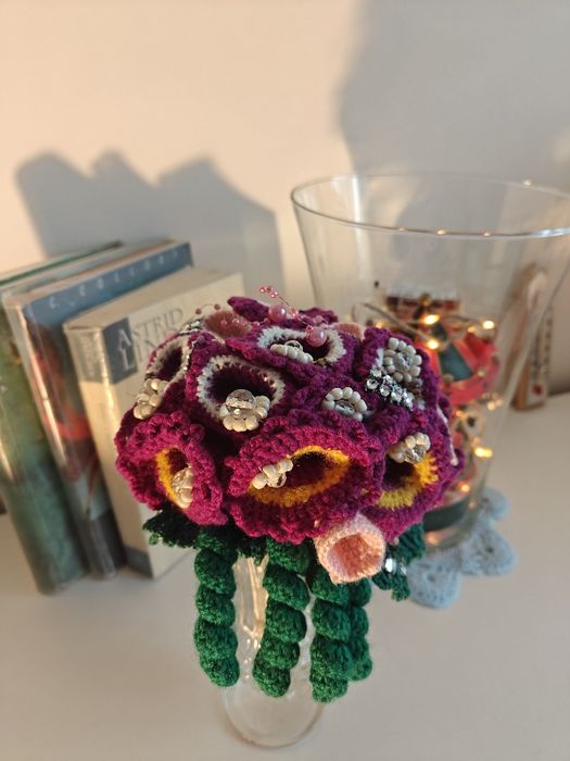 Bukiet szydełkowy, handmade, Grandma style design, dekoracja
