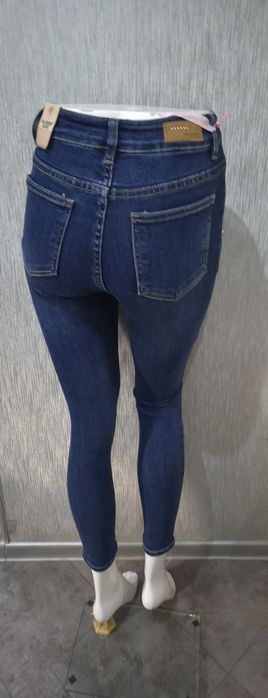 Spodnie rurki granat złote guziki Re dress xs