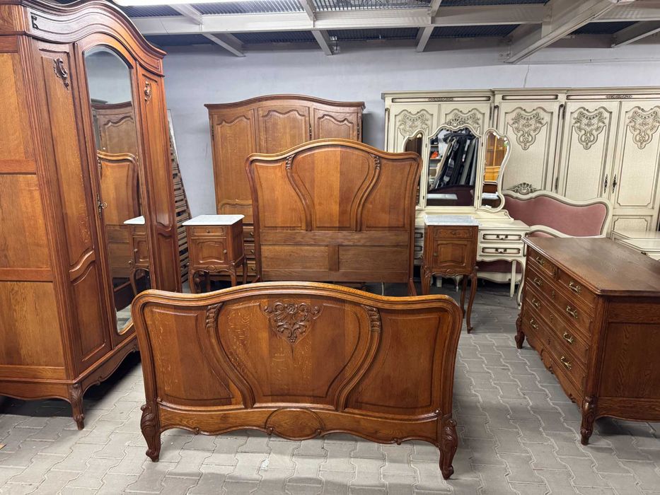 Sypialnia drewniana zestaw mebli do sypialni Ludwik dąb komoda szafa