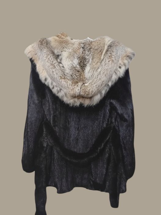 Ог 108см. Норковая шуба с рысью. Натуральная шуба