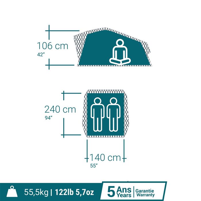 Tenda de tejadilho Fresh&Black 2 pessoas, MH500