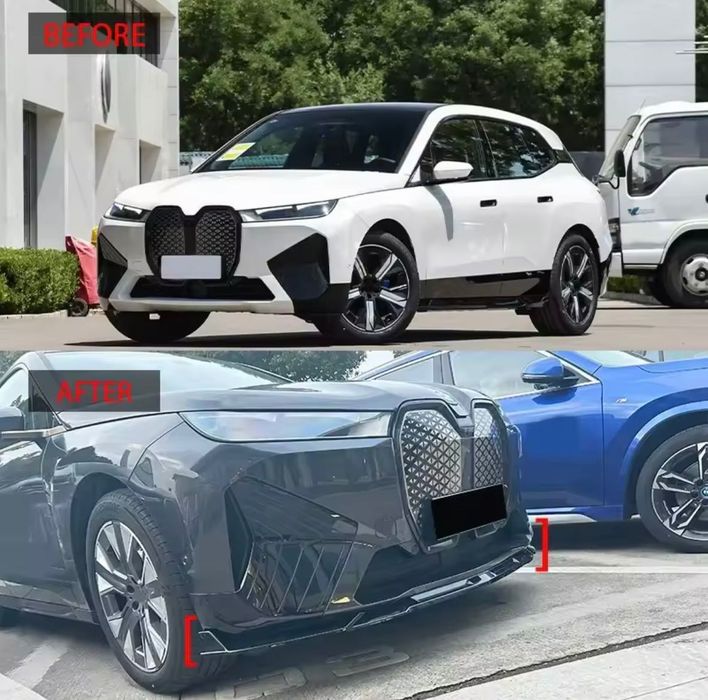 Губа на передний бампер BMW IX накладка на бампер БМВ ИХ юбка бампера іх обвес