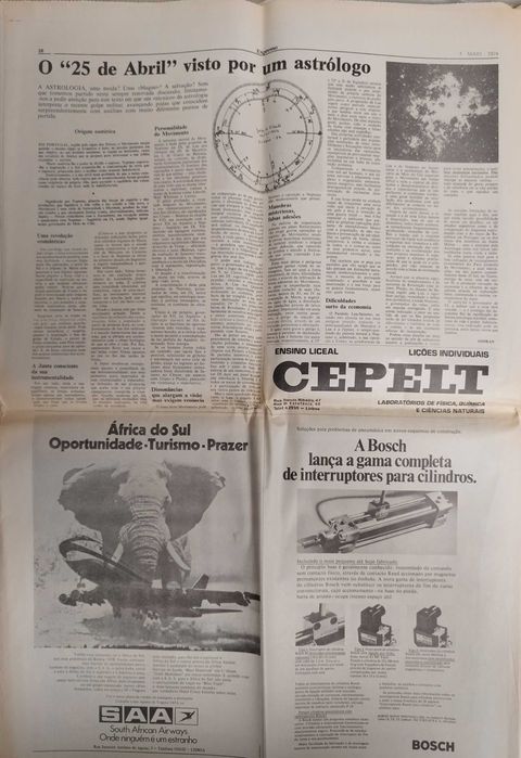 Jornal "Expresso" de 4 maio 1974- após a revolução