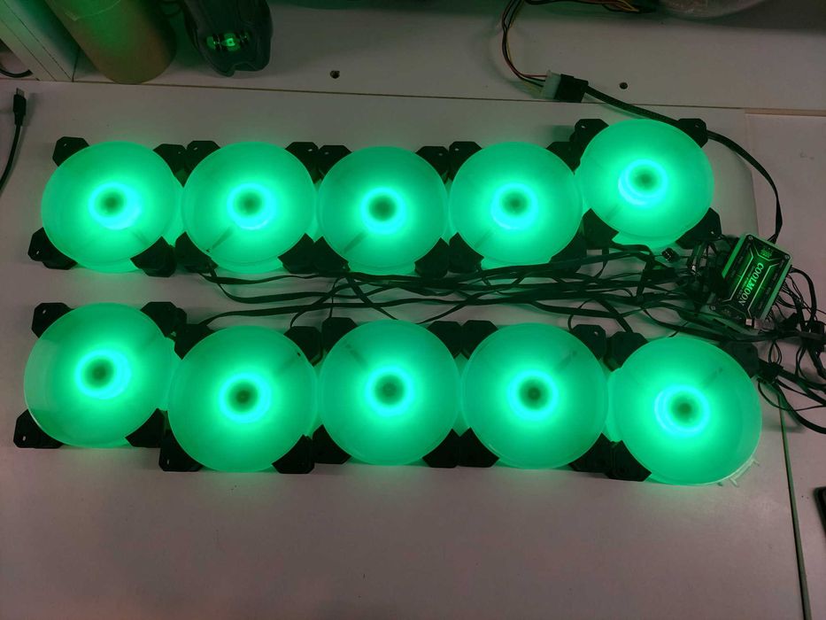 Wentylatory komputerowe 120x120mm ARGB 10szt+kontroler z pilotem