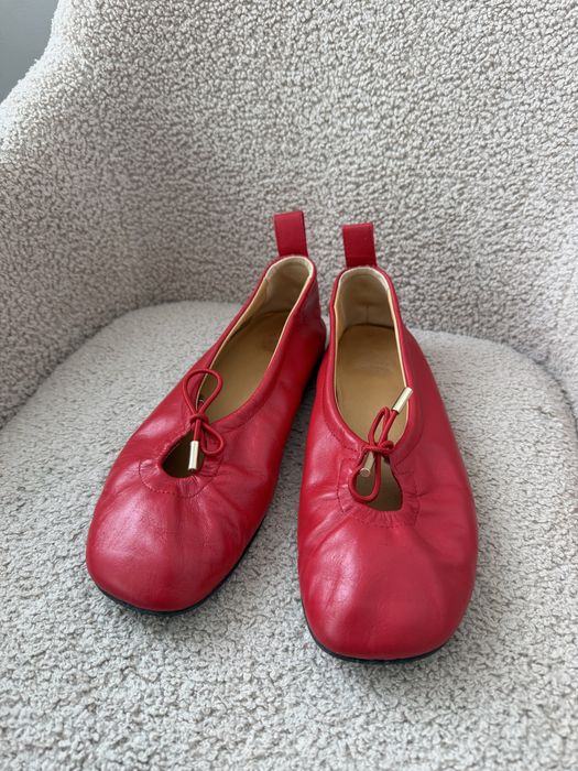 baleriny alohas rosalind red leather ballet flats skórzane 38 czerwone wiązane kwadratowe jak nowe