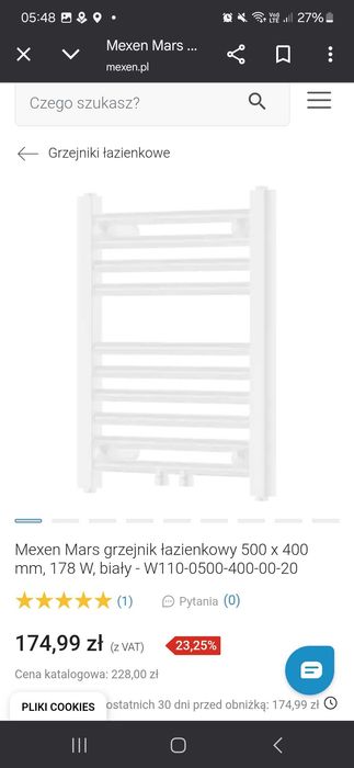 Kaloryfer drabinka NOWY bialy