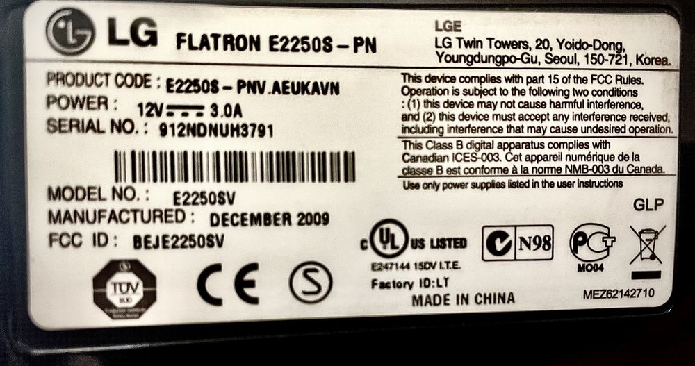 Монітор LG Flatron E2250S