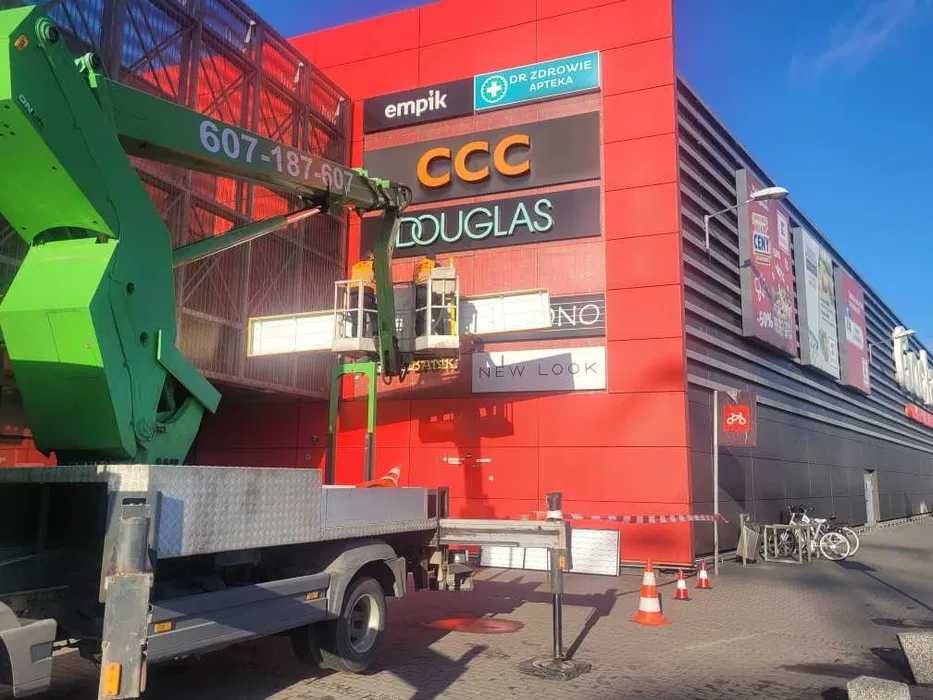 prace na wysokościach ,zwyżka ,podnośnik koszowy