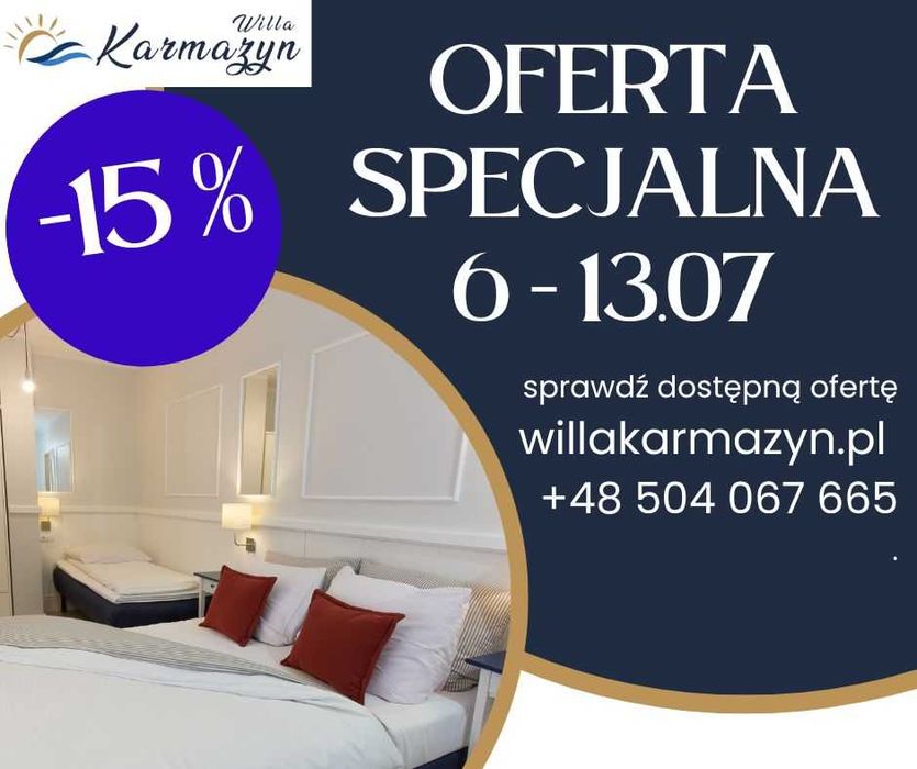 Willa Karmazyn, Noclegi w Międzyzdrojach, Pokoje nad morzem