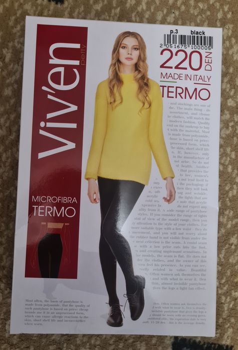 Колготки жіночі Viv’en petty Microfibra Termo 220 DEN, чорні, розмір 3