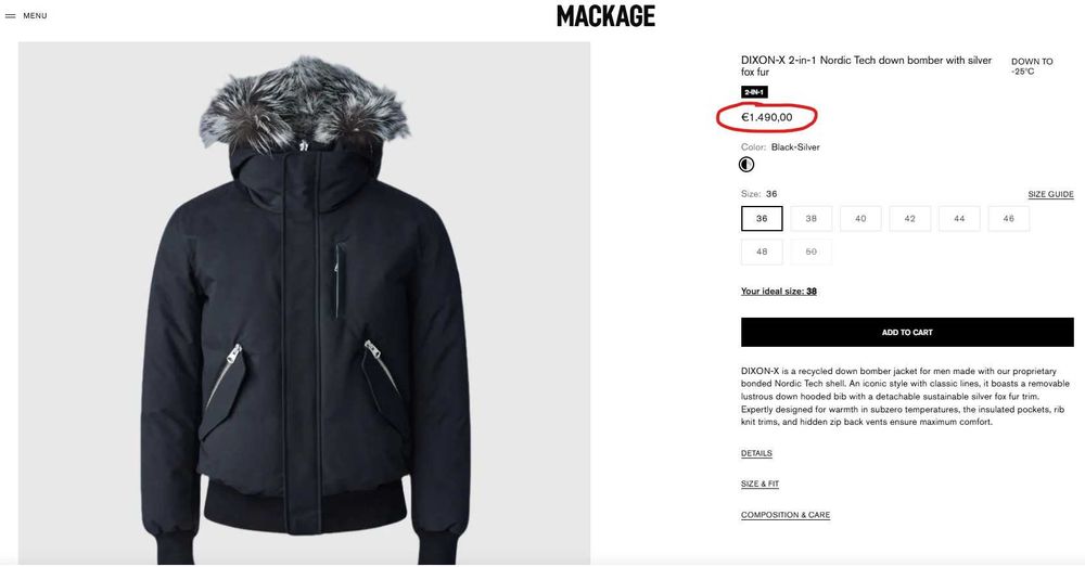 Luksusowa kurtka Mackage DIXON 2-w-1 Nordic Tech z puchu z futrem lisa