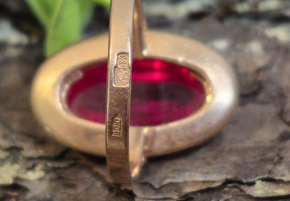 Piękny duży pierścionek złoto 583 rozmiar 24