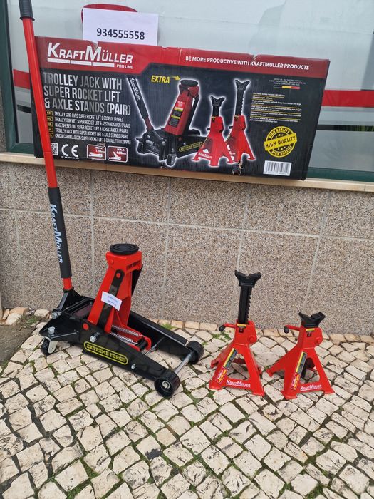 conjunto Macaco Hidraulico Baixo Perfil 4T e preguiças novos