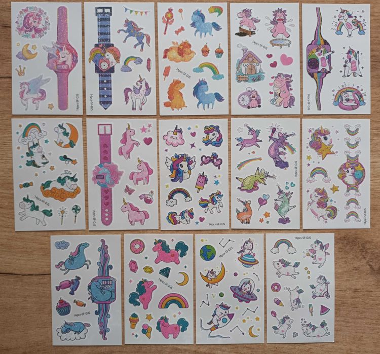 Zestaw XXL! tatuaże brokatowe JEDNOROŻCE