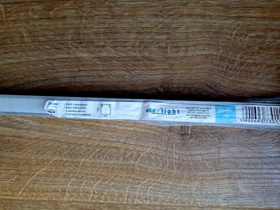 Eko-Light Profil Aluminiowy srebrny anodowany Typ Y 2M + Klosz Mleczny