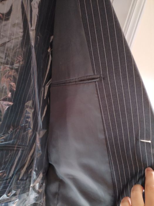 Fatos completos cinza com riscas  tam XL_46