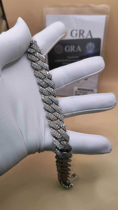 Bransoletka Cuban link Srebro Srebro S925 Moissanite 14mm 19cm
