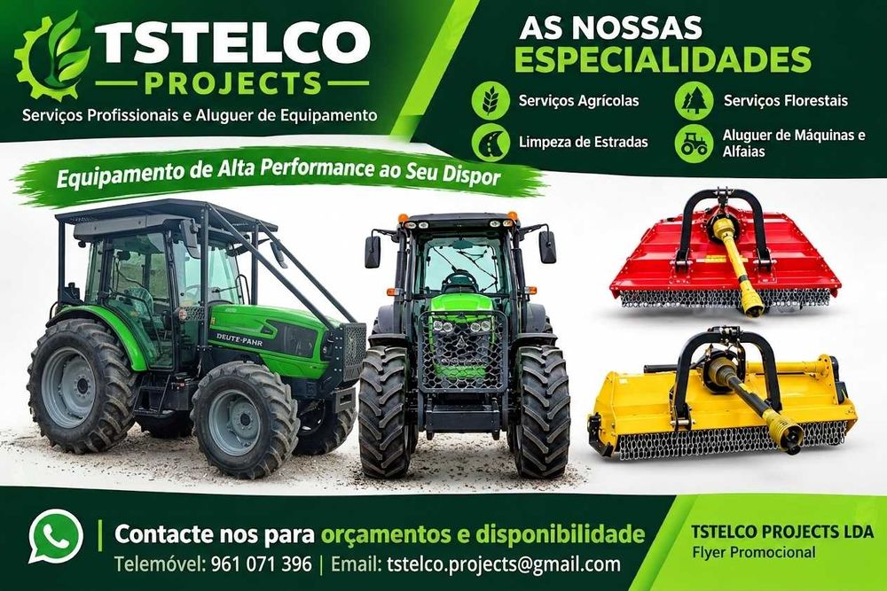 Serviços Agrícolas, Florestais e Limpeza de Terrenos | Aluguer de Trator