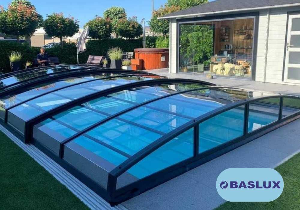 Basen ogrodowy wkopywany 8,00x3,22x1,5 komplet z zadaszeniem PRODUCENT