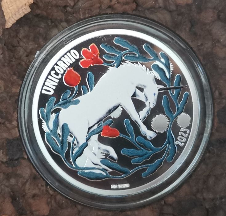 Moeda em  prata proof "Unicórnio"