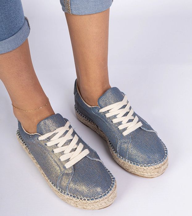 Niebieskie błyszczące espadryle Werkato