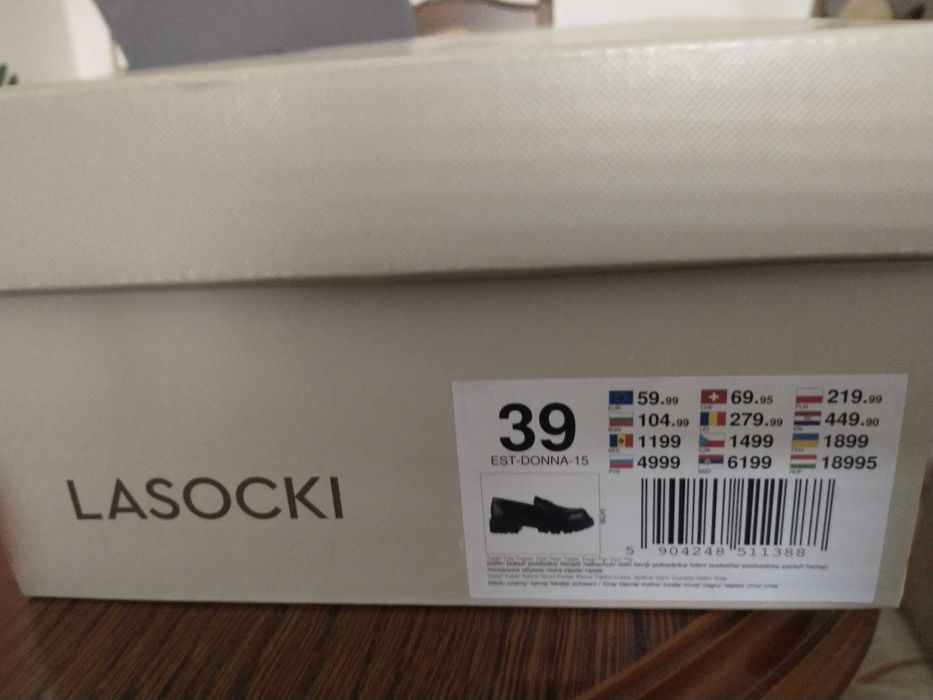 Mokasyny skórzane damskie Lasocki 39